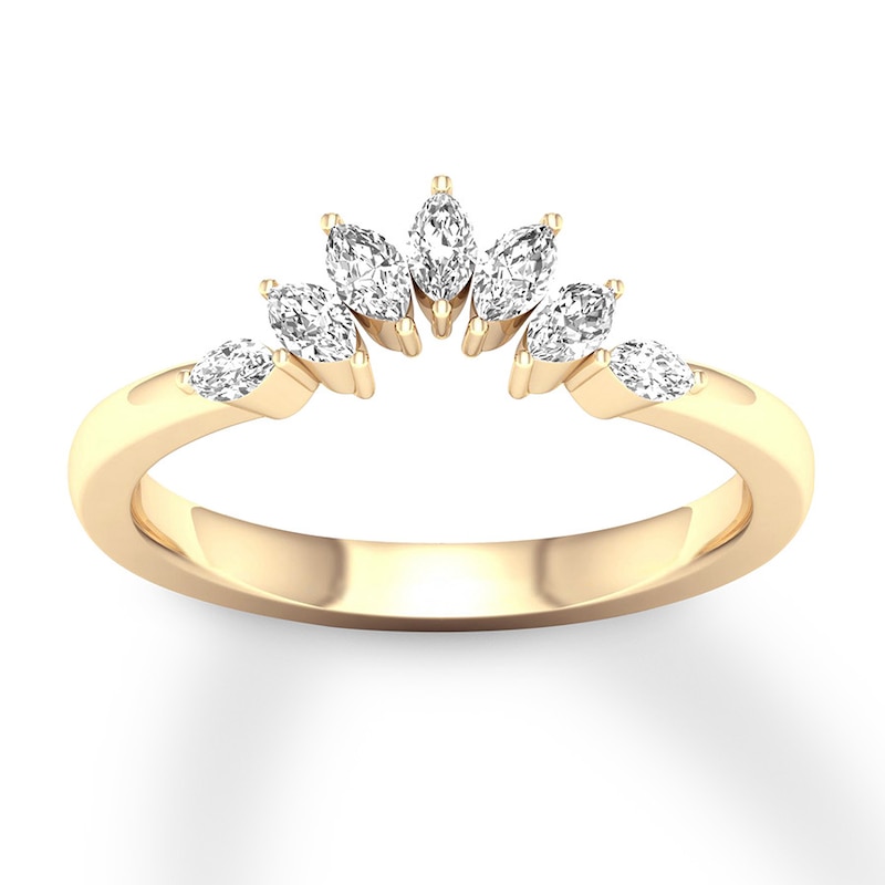 Diamond Contour Ring 1/3 carat tw Marquise 14K Yellow Gold with 360