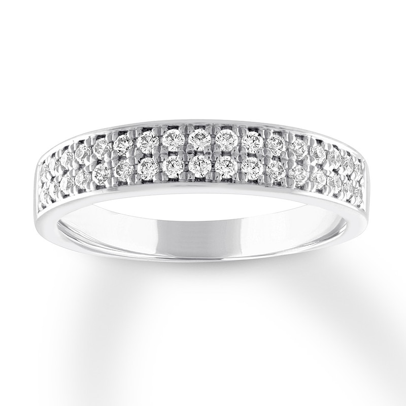 Diamond Anniversary Ring 1/3 carat tw Round 14K White Gold with 360
