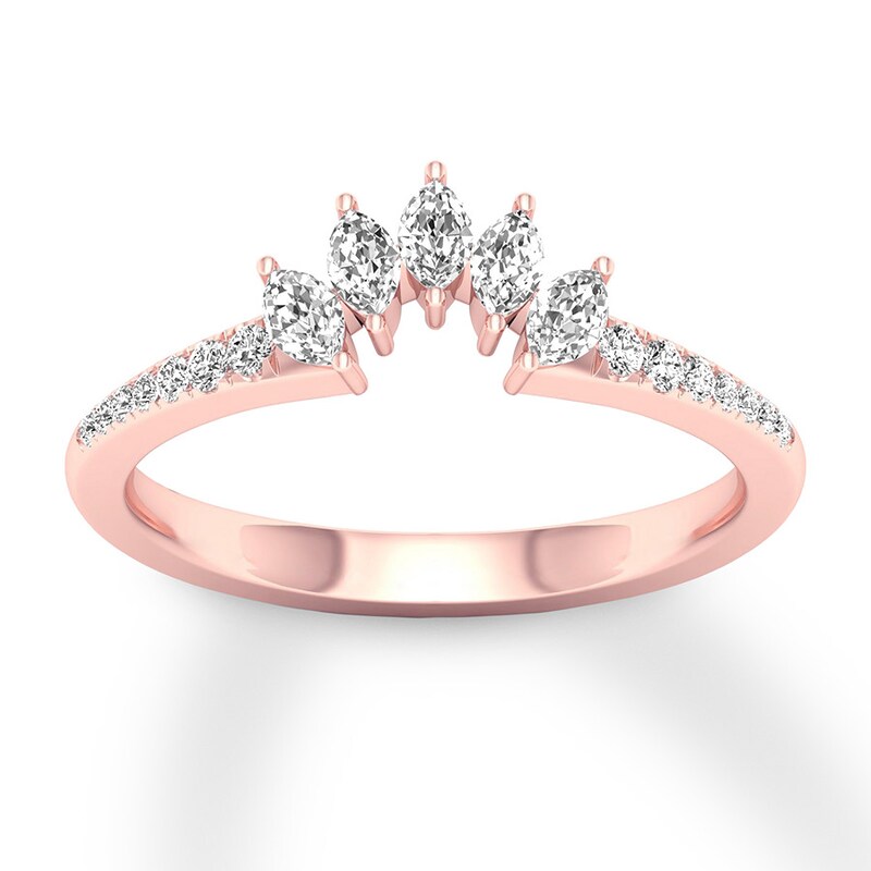 Diamond Contour Ring 1/3 ct tw Marquise/Round 14K Rose Gold