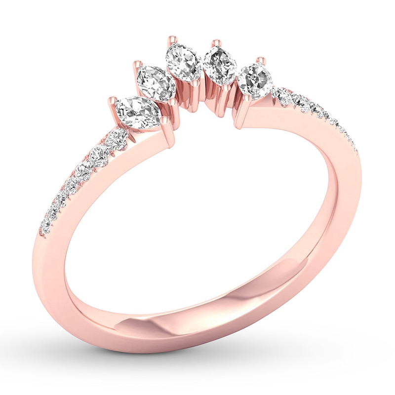 Main Image 4 of Diamond Contour Ring 1/3 ct tw Marquise/Round 14K Rose Gold