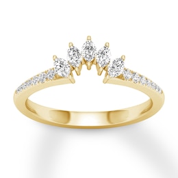 Diamond Contour Ring 1/3 ct tw Marquise/Round 14K Yellow Gold