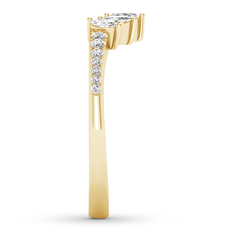 Main Image 3 of Diamond Contour Ring 1/3 ct tw Marquise/Round 14K Yellow Gold