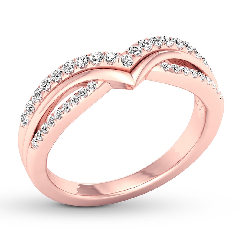 Diamond Contour Ring 1/3 carat tw Round 10K Rose Gold