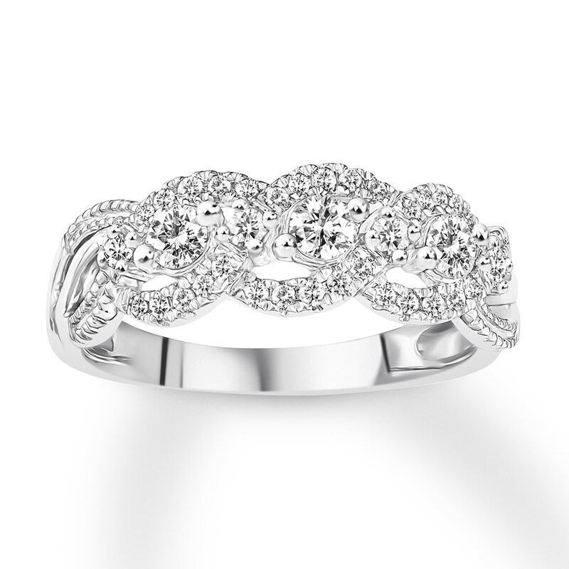 Main Image 1 of Diamond Anniversary Ring 1/2 carat tw Round 14K White Gold