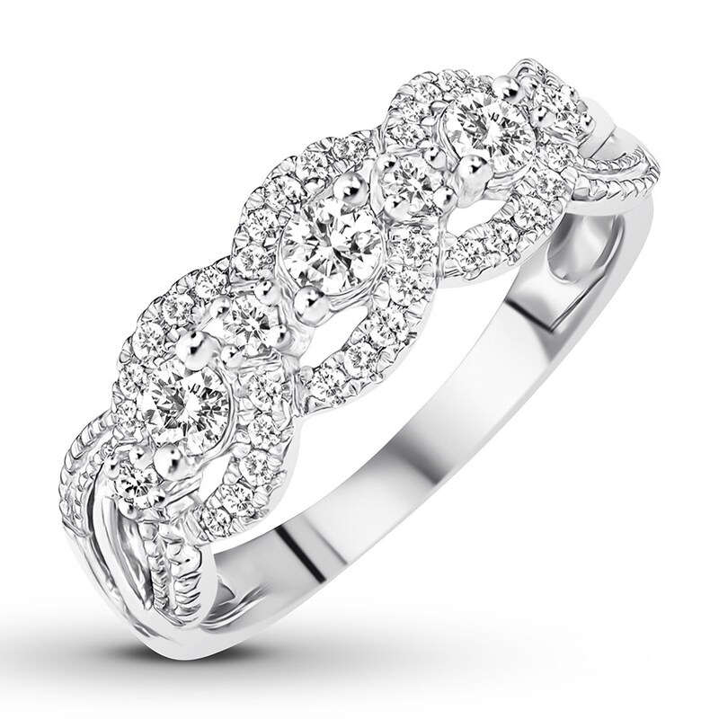 Main Image 4 of Diamond Anniversary Ring 1/2 carat tw Round 14K White Gold