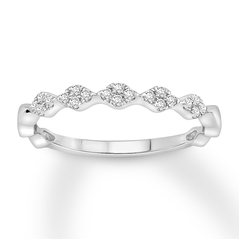 Diamond Stackable Ring 1/8 carat tw Round 10K White Gold