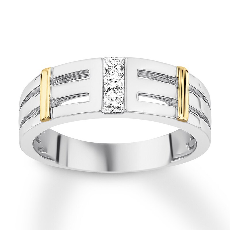 Men's Diamond Ring 1/4 ct tw Square-cut 10K Two-Tone Gold