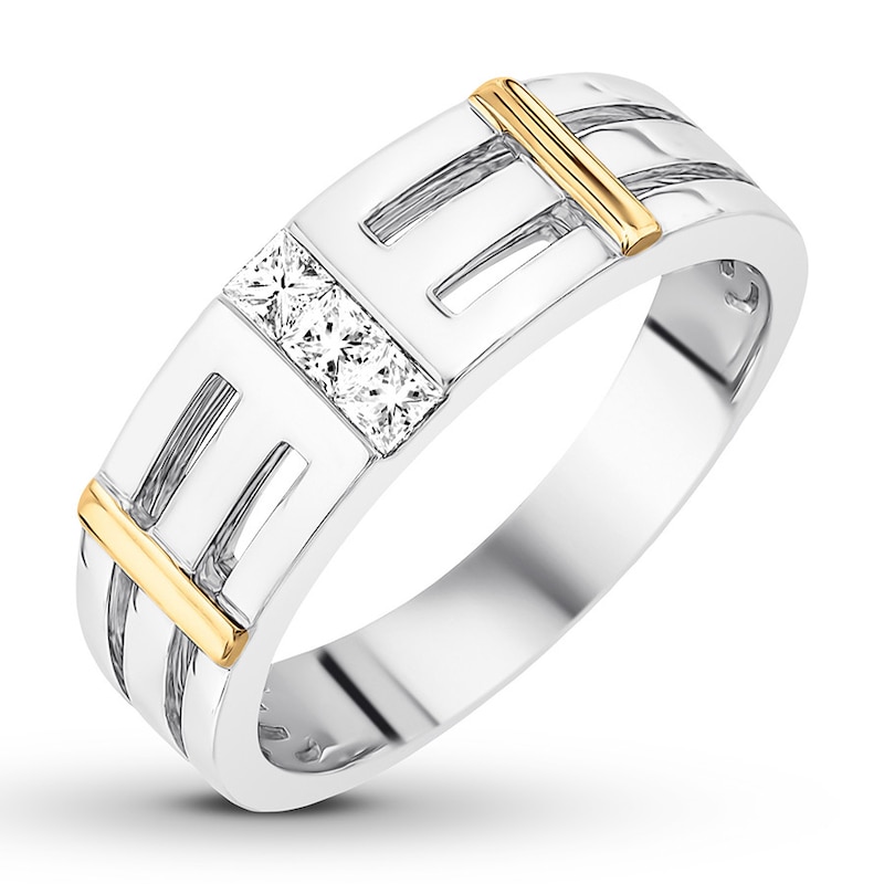 Men's Diamond Ring 1/4 ct tw Square-cut 10K Two-Tone Gold