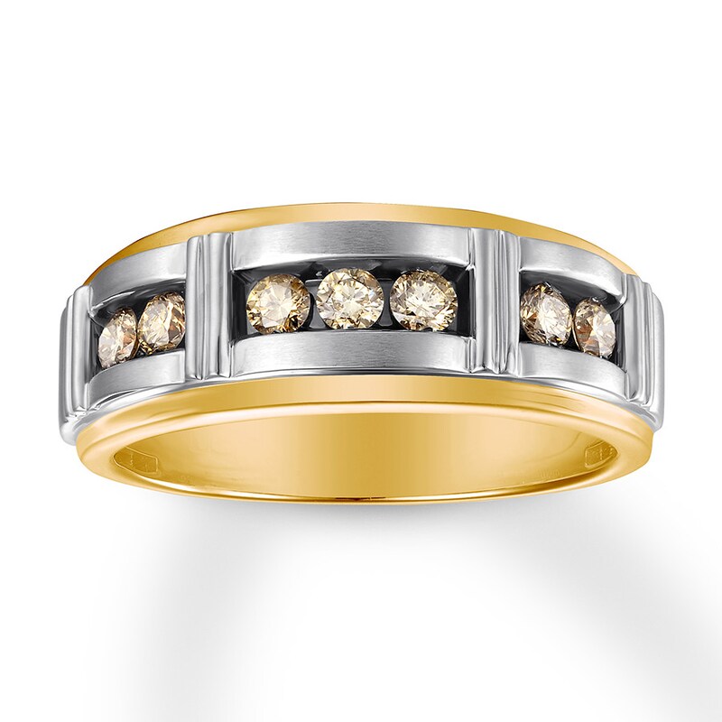 Natural Brown Diamond Men's Band 1/2 carat tw 14K Two-Tone Gold