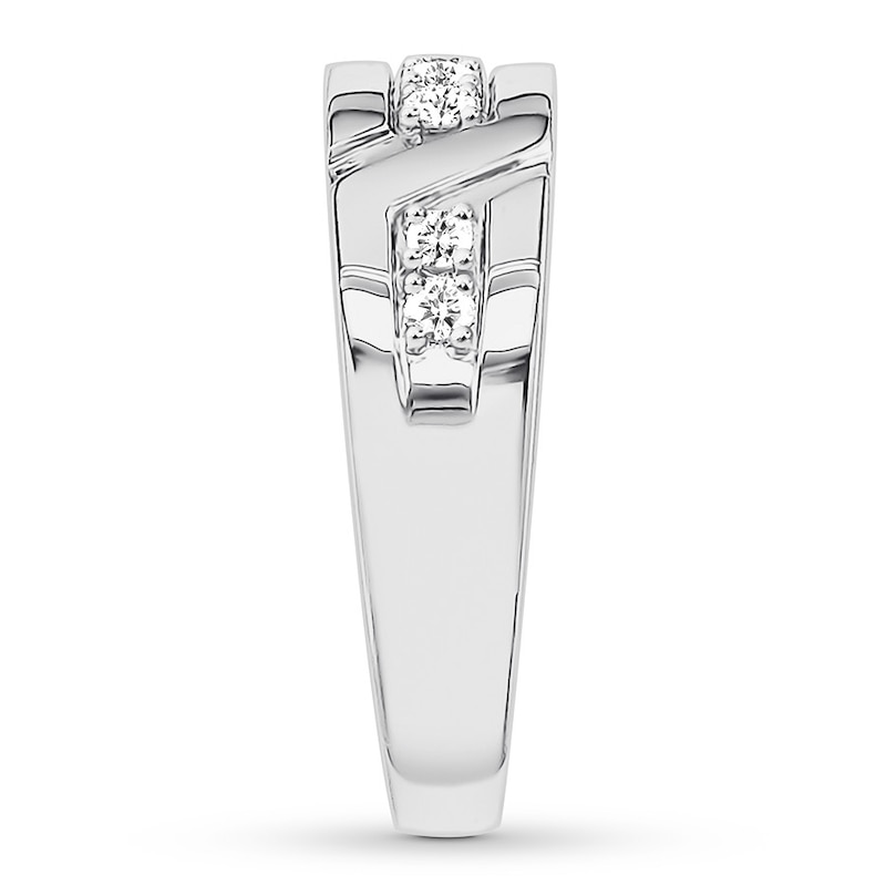 Men's Diamond Ring 3/8 carat tw Round 10K White Gold