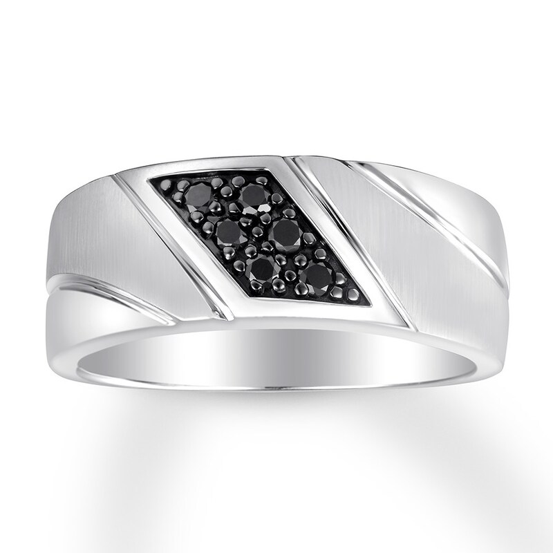 Black Diamond Men's Band 1/5 carat tw 10K White Gold