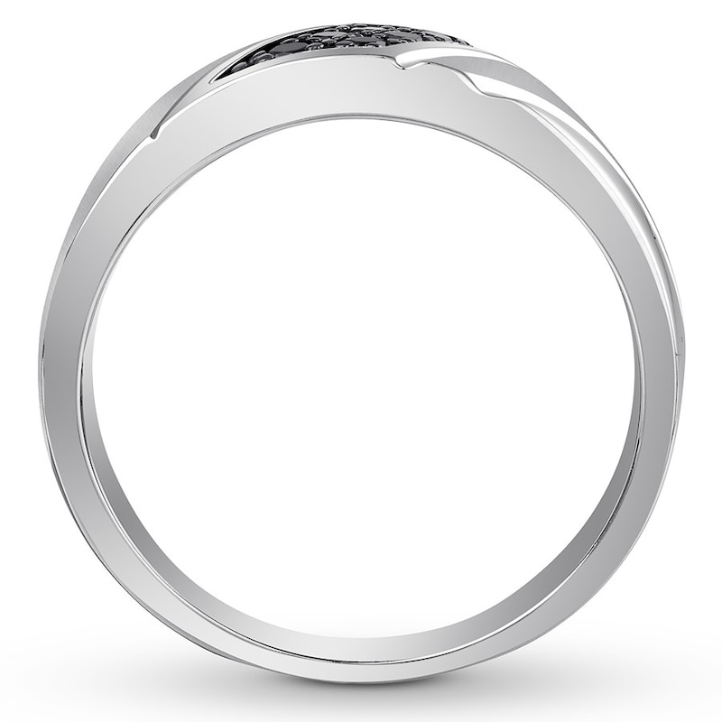 Black Diamond Men's Band 1/5 carat tw 10K White Gold