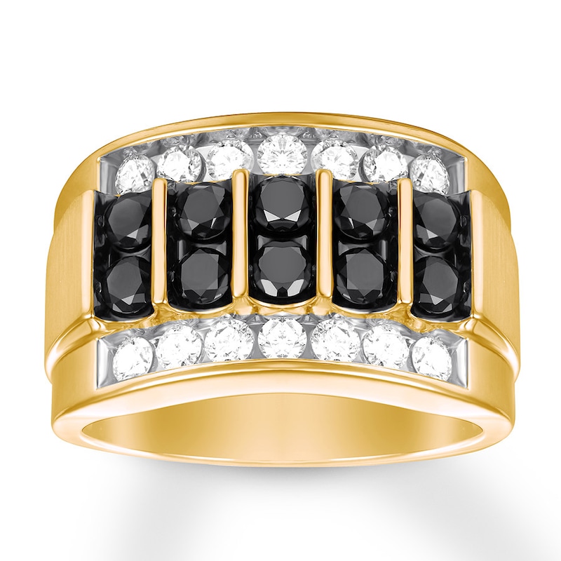 Black & White Diamond Men's Band 2 carat tw 14K Yellow Gold