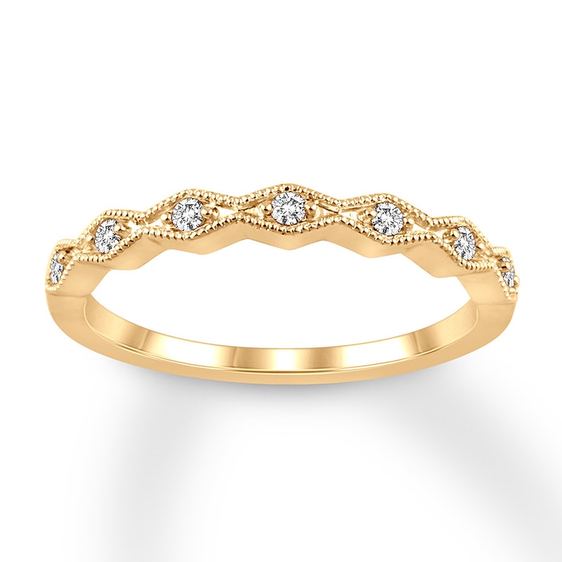 Diamond Stackable Ring 1/10 carat tw Round 10K Yellow Gold with 360