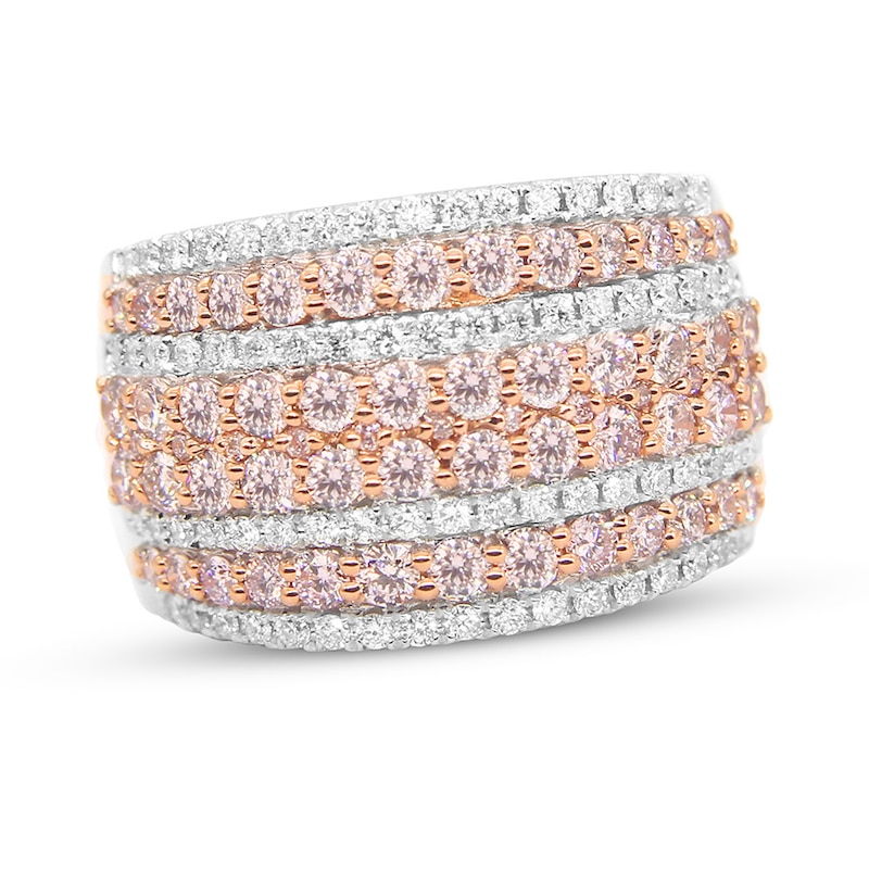 Main Image 1 of Diamond Anniversary Ring 2 ct tw White/Pink 14K Rose Gold