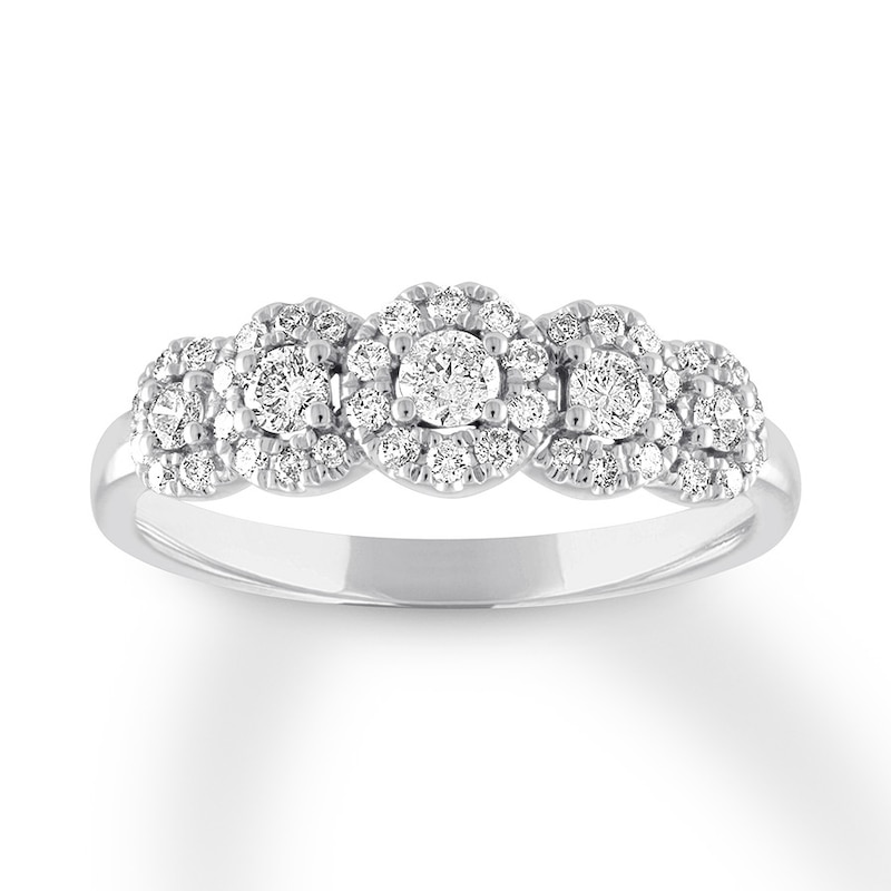 Diamond Anniversary Ring 1/2 carat tw Round 14K White Gold with 360