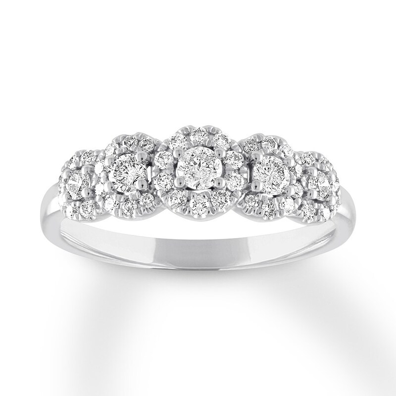 Diamond Anniversary Ring 1/2 carat tw Round 14K White Gold