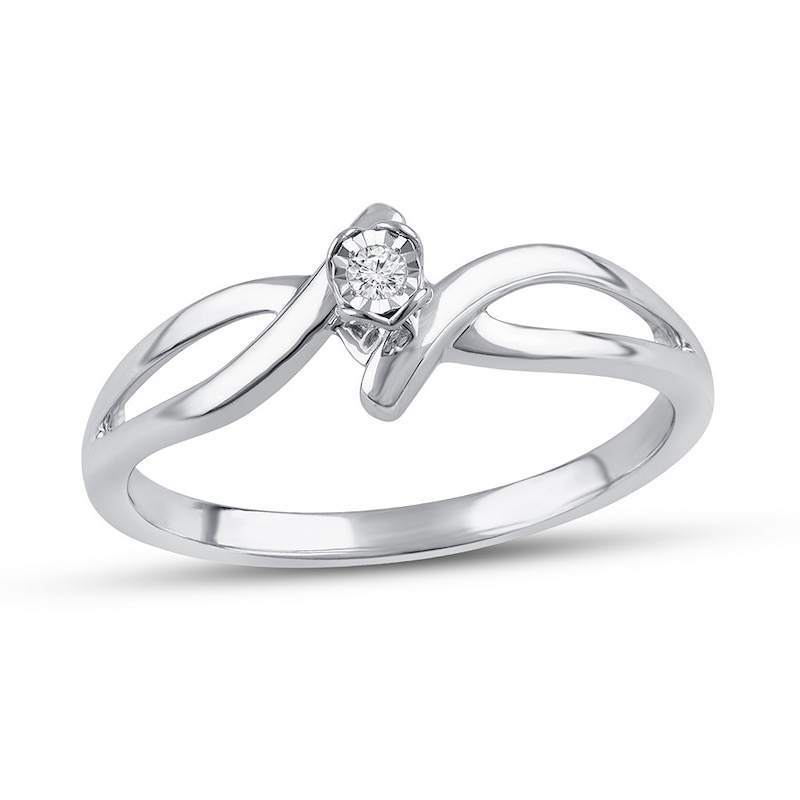 Diamond Accent Promise Ring 10K White Gold with 360