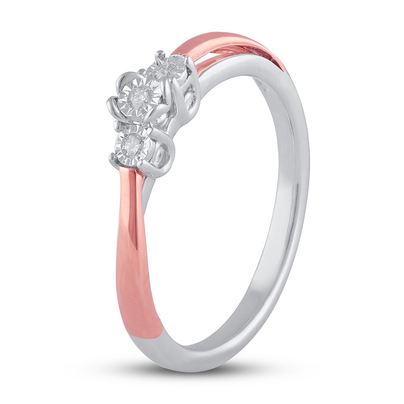 Diamond Promise Ring 1/20 ct tw Round St. Silver/10K Rose Gold