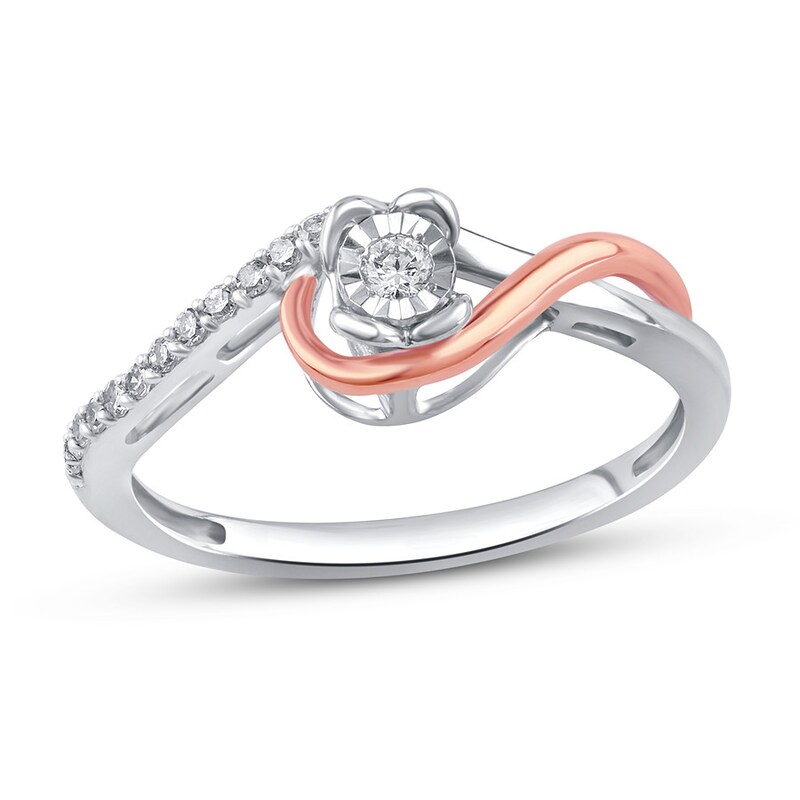 Diamond Promise Ring 1/10 ct tw Sterling Silver/10K Rose Gold