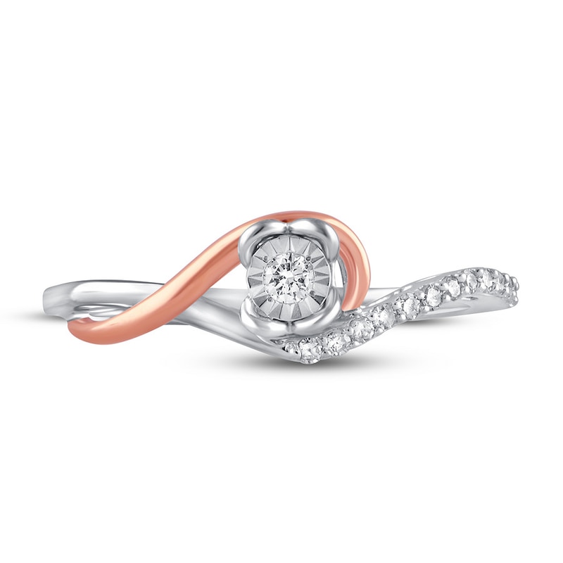 Diamond Promise Ring 1/10 ct tw Sterling Silver/10K Rose Gold
