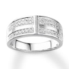 Men's Diamond Ring 1/2 carat tw Round 10K White Gold