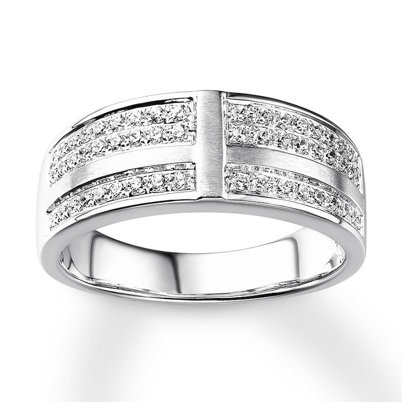 Main Image 1 of Men's Diamond Ring 1/2 carat tw Round 10K White Gold