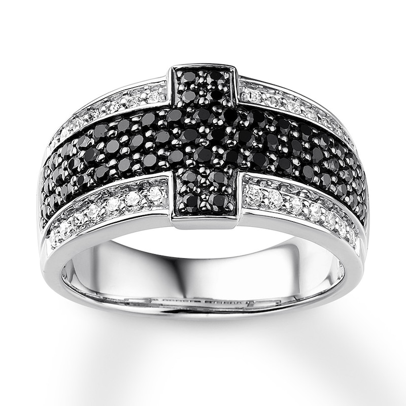 Black & White Diamond Men's Band 1-1/2 carats tw 14K White Gold