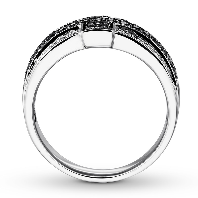 Black & White Diamond Men's Band 1-1/2 carats tw 14K White Gold