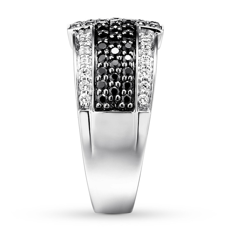 Black & White Diamond Men's Band 1-1/2 carats tw 14K White Gold