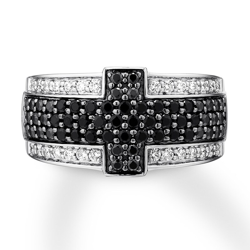 Black & White Diamond Men's Band 1-1/2 carats tw 14K White Gold