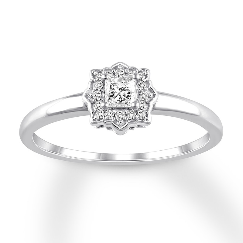 Diamond Promise Ring 1/4 ct tw Princess/Round 10K White Gold