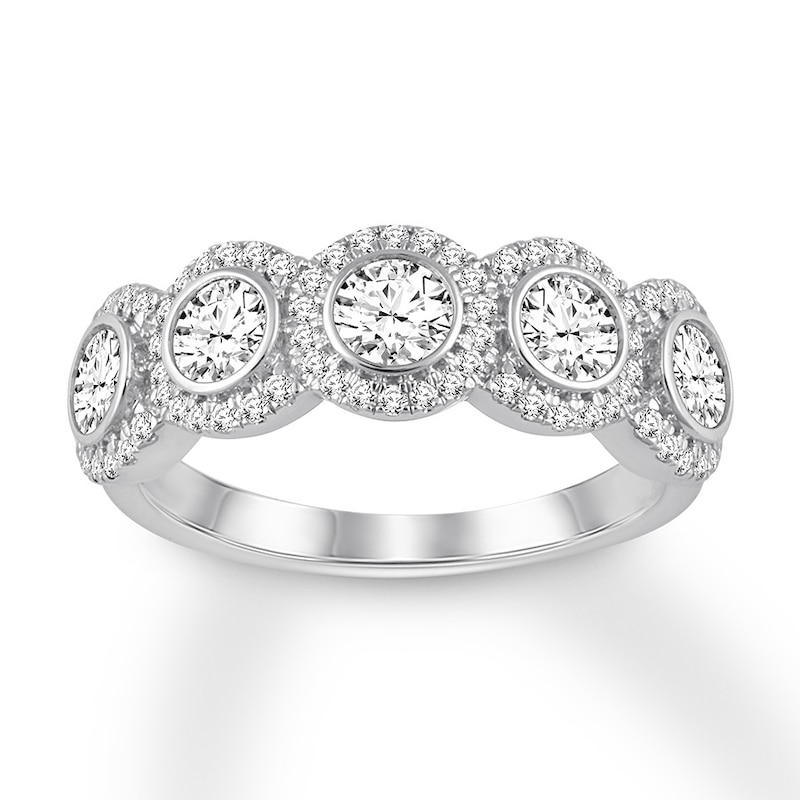 Diamond Anniversary Ring 1-1/4 ct tw Bezel-set 14K White Gold