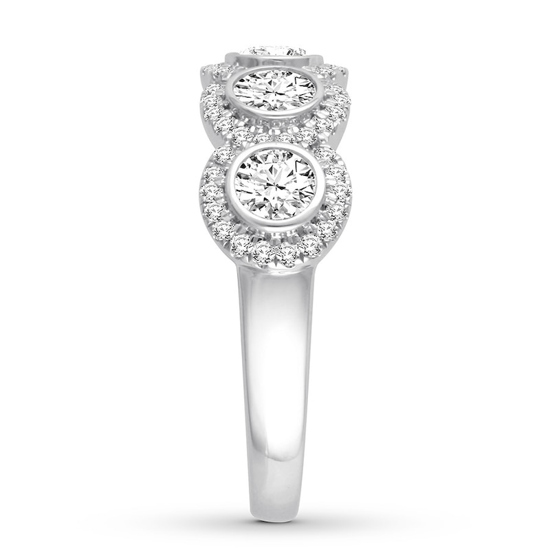 Diamond Anniversary Ring 1-1/4 ct tw Bezel-set 14K White Gold