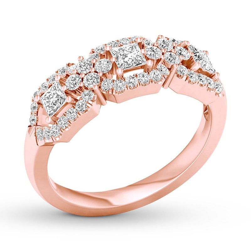 Main Image 4 of Diamond Anniversary Band 3/4 ct tw Princess/Round 14K Rose Gold