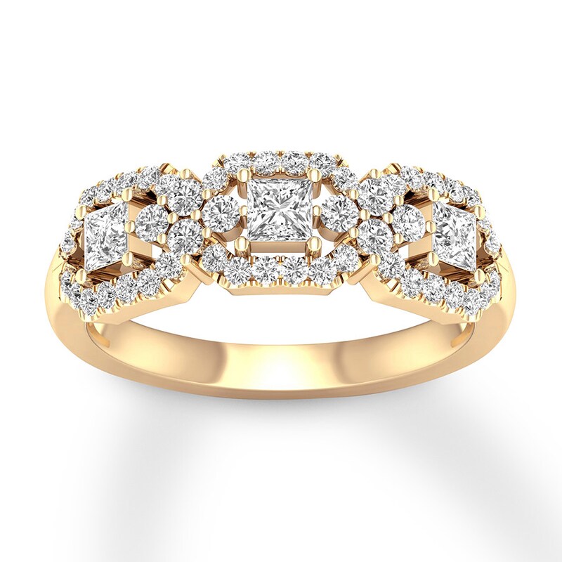 Diamond Anniversary 3/4 ct tw Princess/Round 14K Yellow Gold