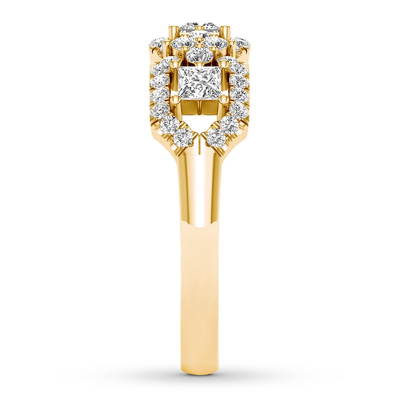 Diamond Anniversary 3/4 ct tw Princess/Round 14K Yellow Gold