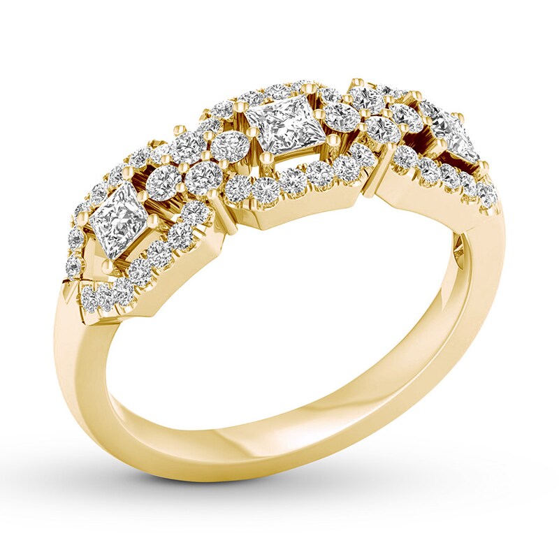 Diamond Anniversary 3/4 ct tw Princess/Round 14K Yellow Gold