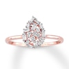 Thumbnail Image 0 of Diamond Ring 1/5 carat Round/Baguette 14K Rose Gold