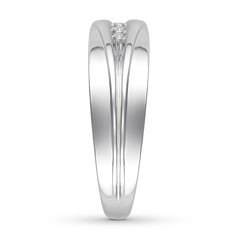 Main Image 3 of Men's Diamond Ring 1/10 carat tw Round 10K White Gold
