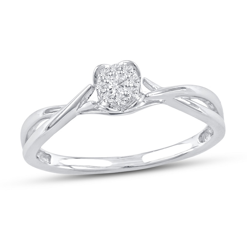 Diamond Promise Ring 1/15 ct tw Round 10K White Gold with 360