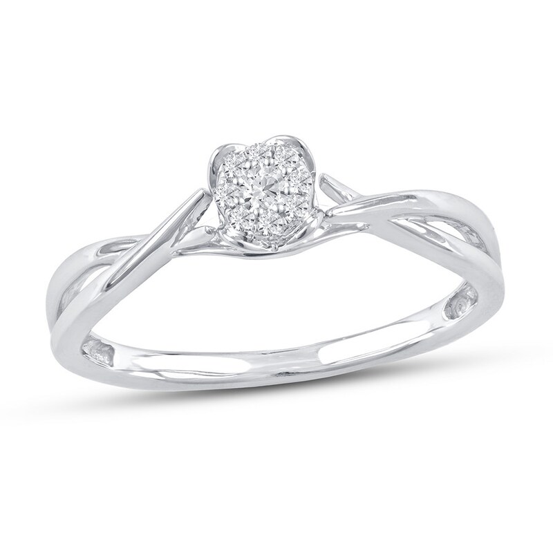 Diamond Promise Ring 1/15 ct tw Round 10K White Gold