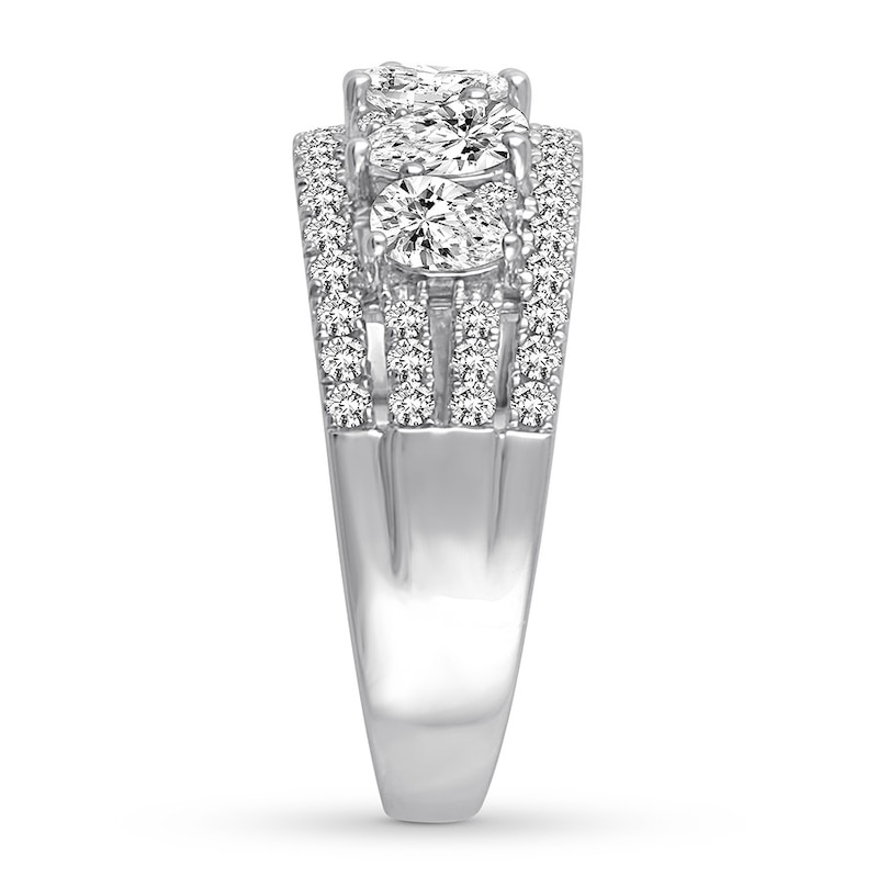 Diamond Anniversary Ring 1-1/2 ct tw Pear-shaped & Round 14K White Gold