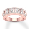 Thumbnail Image 0 of Diamond Anniversary Ring 5/8 ct tw Round/Baguette 14K Rose Gold