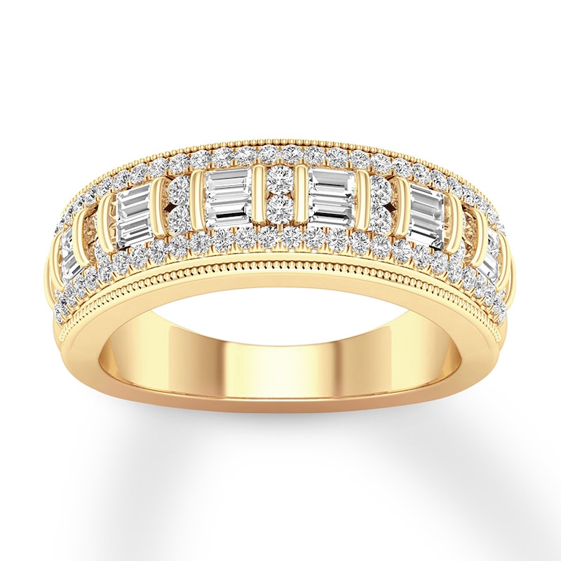 Diamond Anniversary Ring 5/8 ct tw Round/Baguette 14K Gold