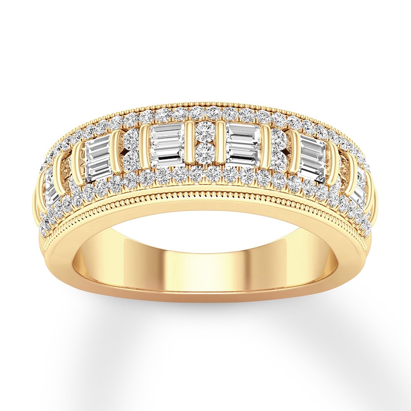 Main Image 1 of Diamond Anniversary Ring 5/8 ct tw Round/Baguette 14K Gold