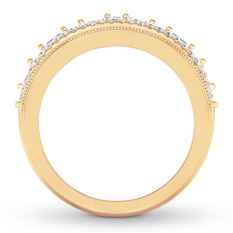 Main Image 2 of Diamond Anniversary Ring 5/8 ct tw Round/Baguette 14K Gold