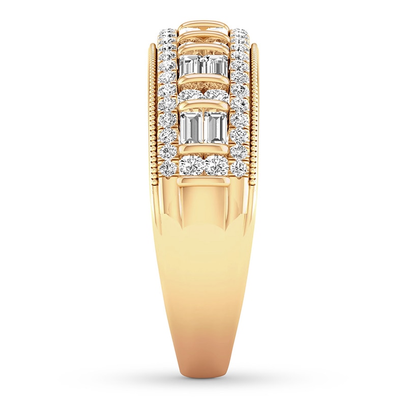 Main Image 3 of Diamond Anniversary Ring 5/8 ct tw Round/Baguette 14K Gold
