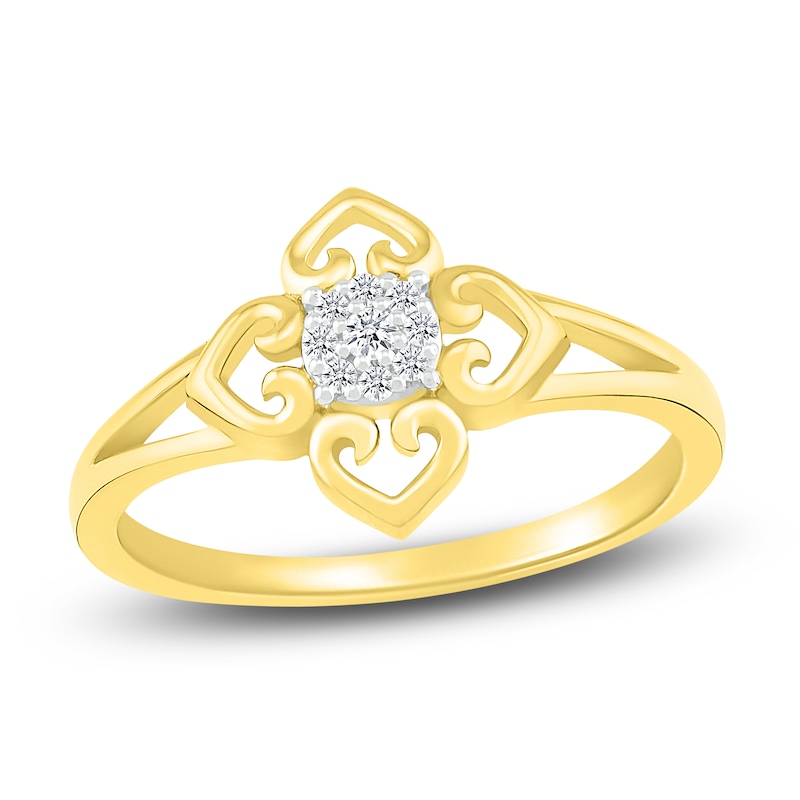 Diamond Flower Ring 1/20 carat tw 10K Yellow Gold