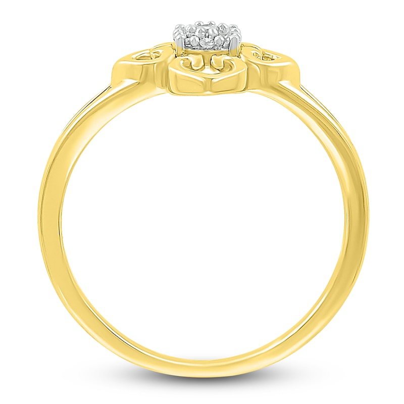 Main Image 3 of Diamond Flower Ring 1/20 carat tw 10K Yellow Gold